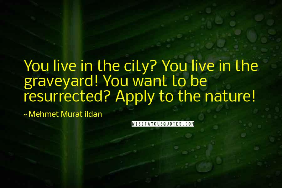 Mehmet Murat Ildan Quotes: You live in the city? You live in the graveyard! You want to be resurrected? Apply to the nature!