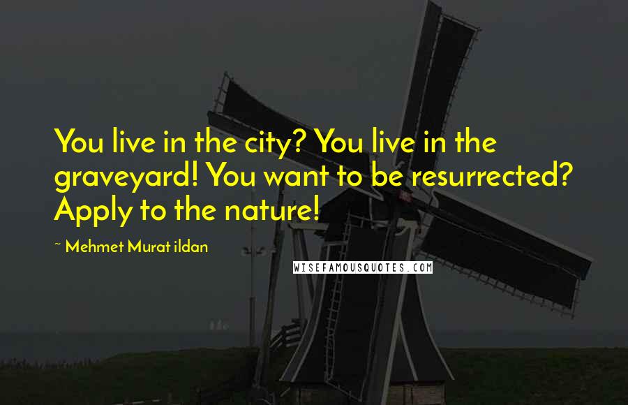 Mehmet Murat Ildan Quotes: You live in the city? You live in the graveyard! You want to be resurrected? Apply to the nature!