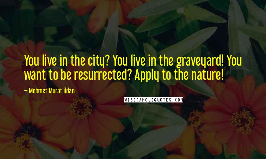 Mehmet Murat Ildan Quotes: You live in the city? You live in the graveyard! You want to be resurrected? Apply to the nature!