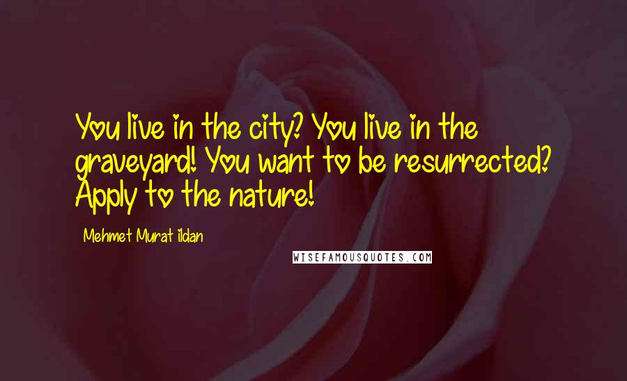 Mehmet Murat Ildan Quotes: You live in the city? You live in the graveyard! You want to be resurrected? Apply to the nature!