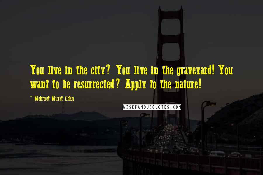 Mehmet Murat Ildan Quotes: You live in the city? You live in the graveyard! You want to be resurrected? Apply to the nature!