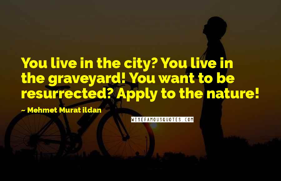 Mehmet Murat Ildan Quotes: You live in the city? You live in the graveyard! You want to be resurrected? Apply to the nature!