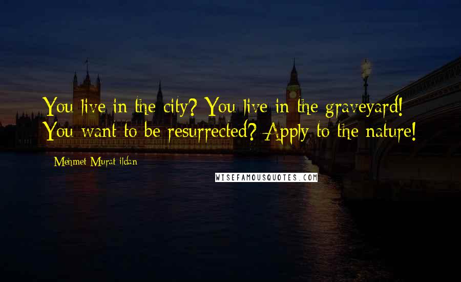 Mehmet Murat Ildan Quotes: You live in the city? You live in the graveyard! You want to be resurrected? Apply to the nature!