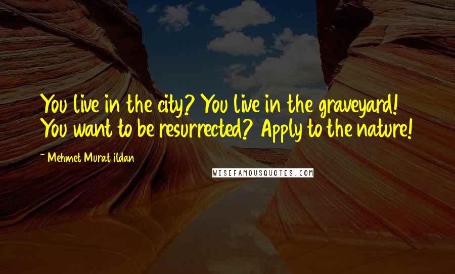Mehmet Murat Ildan Quotes: You live in the city? You live in the graveyard! You want to be resurrected? Apply to the nature!