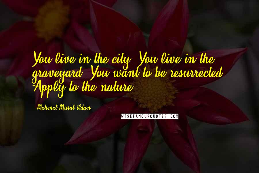 Mehmet Murat Ildan Quotes: You live in the city? You live in the graveyard! You want to be resurrected? Apply to the nature!