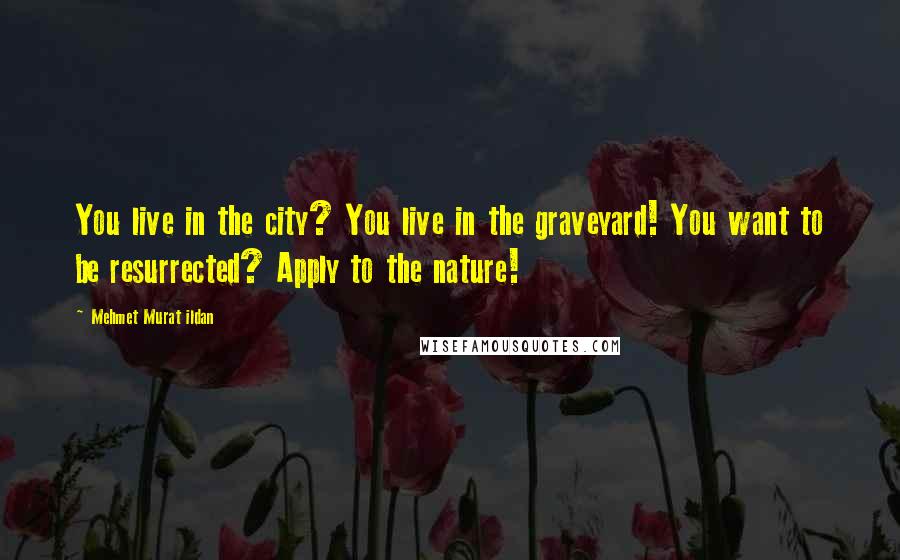 Mehmet Murat Ildan Quotes: You live in the city? You live in the graveyard! You want to be resurrected? Apply to the nature!
