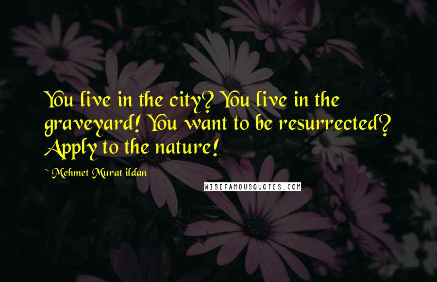 Mehmet Murat Ildan Quotes: You live in the city? You live in the graveyard! You want to be resurrected? Apply to the nature!