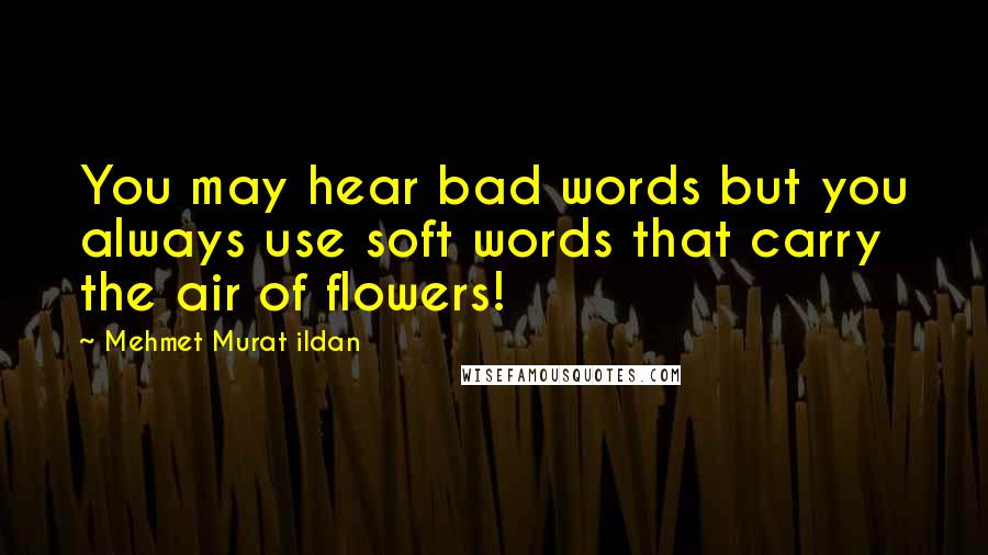Mehmet Murat Ildan Quotes: You may hear bad words but you always use soft words that carry the air of flowers!