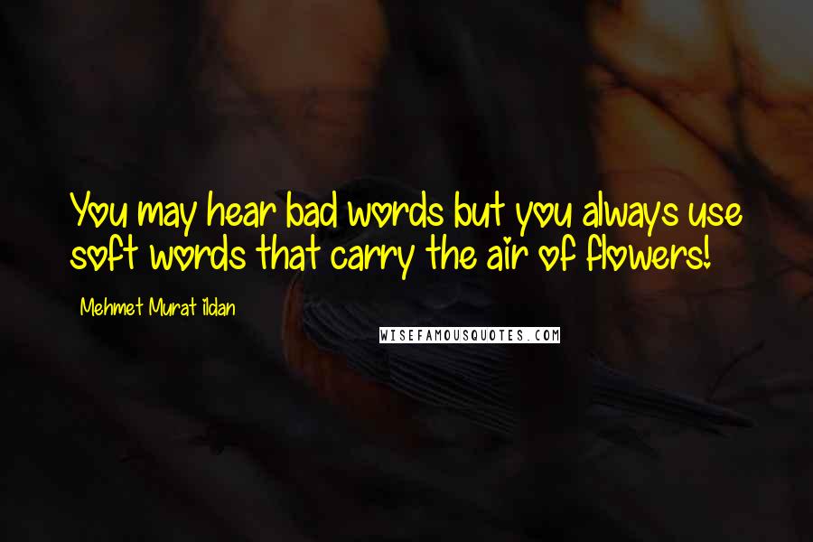 Mehmet Murat Ildan Quotes: You may hear bad words but you always use soft words that carry the air of flowers!