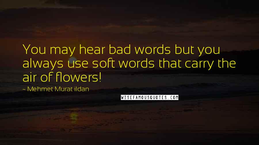 Mehmet Murat Ildan Quotes: You may hear bad words but you always use soft words that carry the air of flowers!