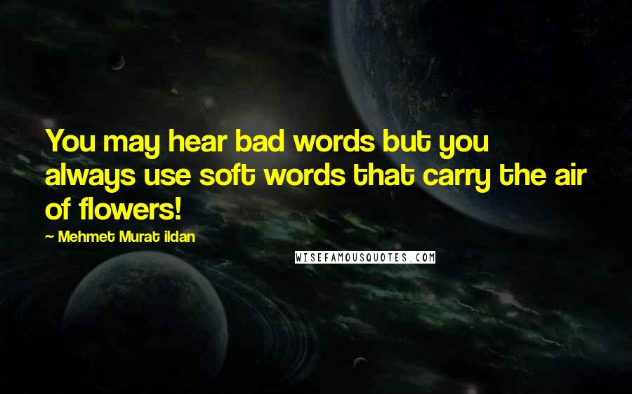 Mehmet Murat Ildan Quotes: You may hear bad words but you always use soft words that carry the air of flowers!