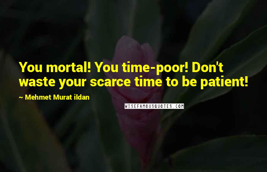 Mehmet Murat Ildan Quotes: You mortal! You time-poor! Don't waste your scarce time to be patient!