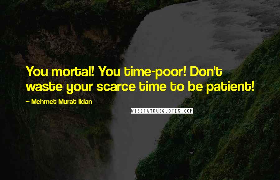 Mehmet Murat Ildan Quotes: You mortal! You time-poor! Don't waste your scarce time to be patient!