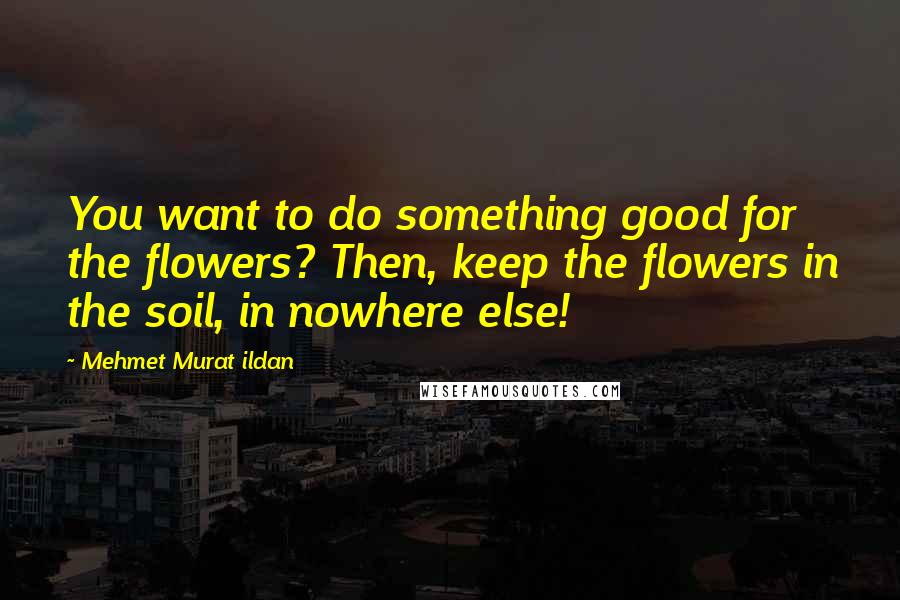 Mehmet Murat Ildan Quotes: You want to do something good for the flowers? Then, keep the flowers in the soil, in nowhere else!