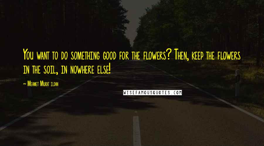 Mehmet Murat Ildan Quotes: You want to do something good for the flowers? Then, keep the flowers in the soil, in nowhere else!