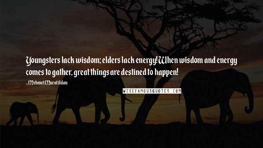 Mehmet Murat Ildan Quotes: Youngsters lack wisdom; elders lack energy! When wisdom and energy comes to gather, great things are destined to happen!