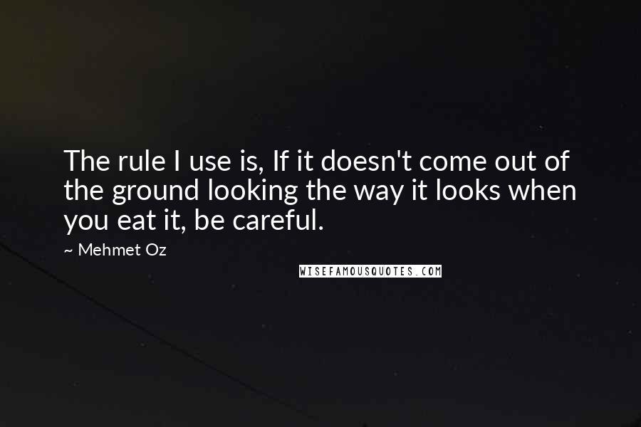 Mehmet Oz Quotes: The rule I use is, If it doesn't come out of the ground looking the way it looks when you eat it, be careful.
