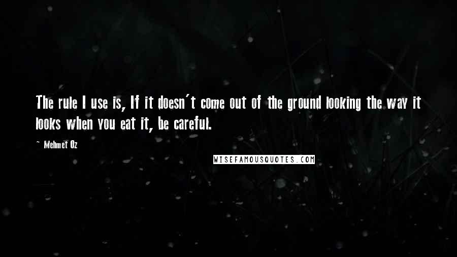 Mehmet Oz Quotes: The rule I use is, If it doesn't come out of the ground looking the way it looks when you eat it, be careful.
