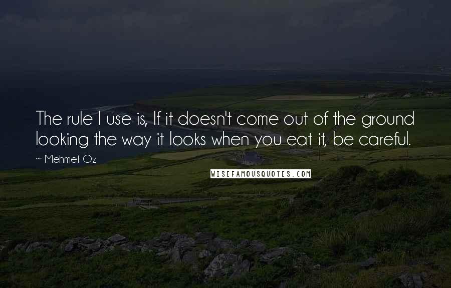 Mehmet Oz Quotes: The rule I use is, If it doesn't come out of the ground looking the way it looks when you eat it, be careful.