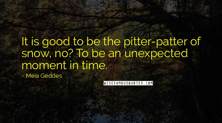 Meia Geddes Quotes: It is good to be the pitter-patter of snow, no? To be an unexpected moment in time.