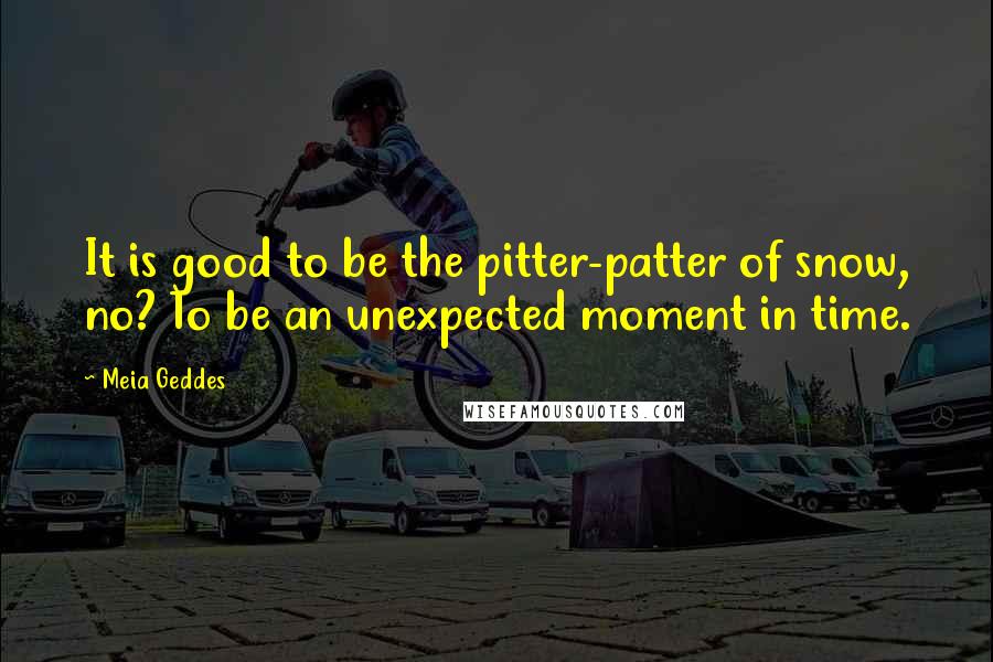 Meia Geddes Quotes: It is good to be the pitter-patter of snow, no? To be an unexpected moment in time.