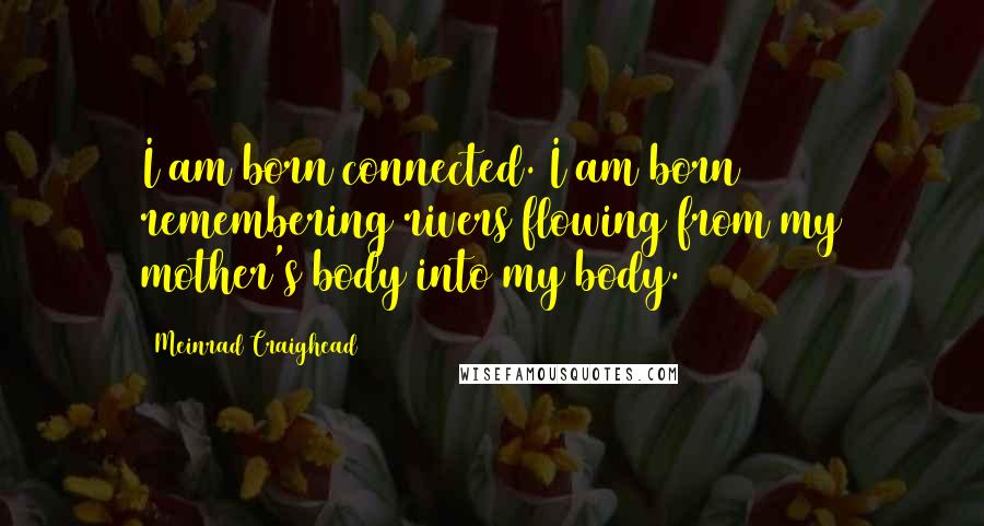 Meinrad Craighead Quotes: I am born connected. I am born remembering rivers flowing from my mother's body into my body.