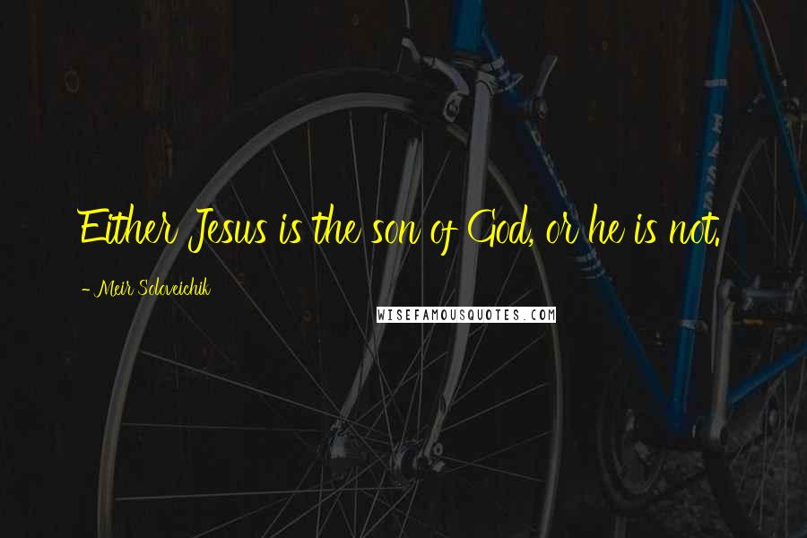 Meir Soloveichik Quotes: Either Jesus is the son of God, or he is not.