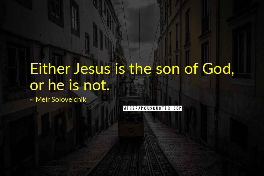 Meir Soloveichik Quotes: Either Jesus is the son of God, or he is not.