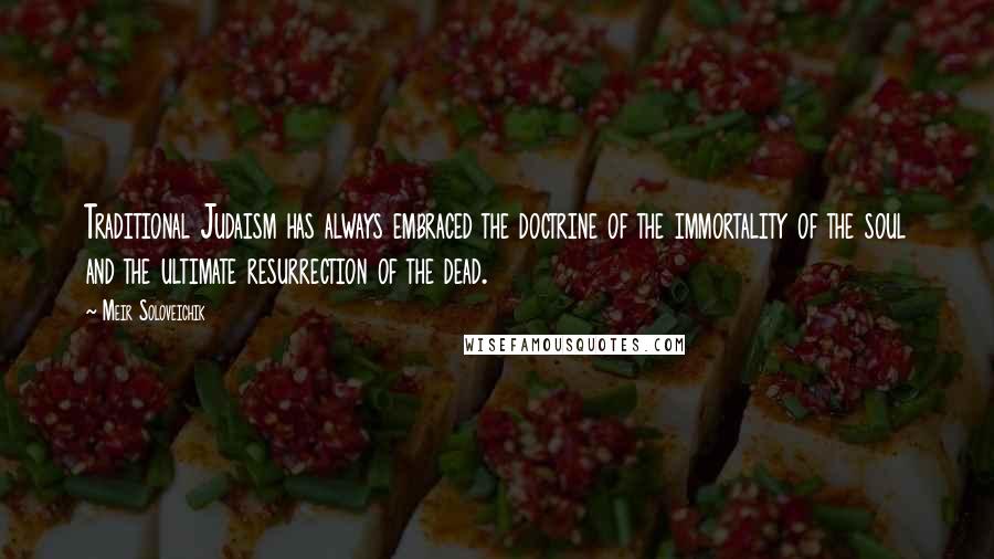 Meir Soloveichik Quotes: Traditional Judaism has always embraced the doctrine of the immortality of the soul and the ultimate resurrection of the dead.