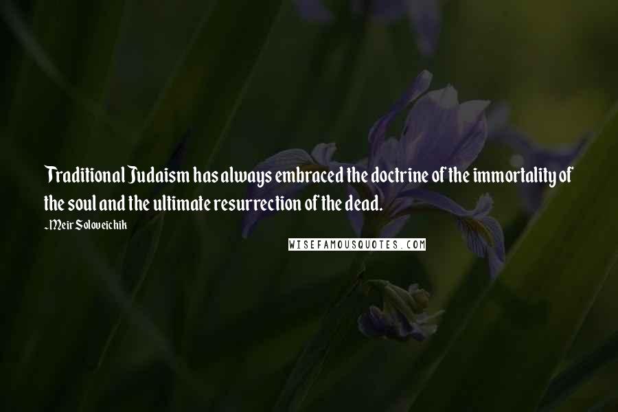 Meir Soloveichik Quotes: Traditional Judaism has always embraced the doctrine of the immortality of the soul and the ultimate resurrection of the dead.