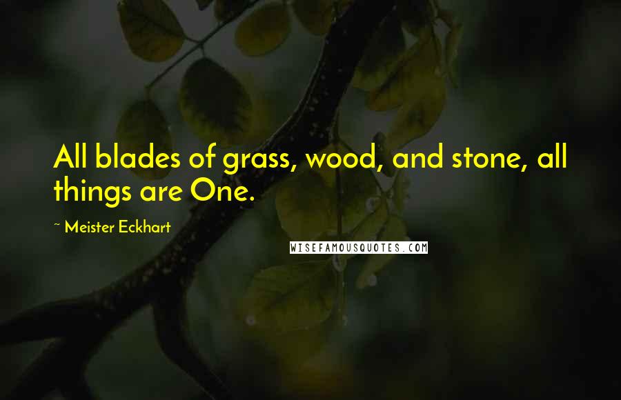 Meister Eckhart Quotes: All blades of grass, wood, and stone, all things are One.