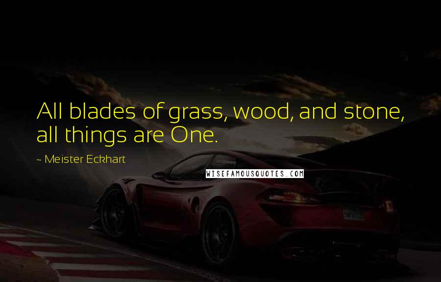 Meister Eckhart Quotes: All blades of grass, wood, and stone, all things are One.