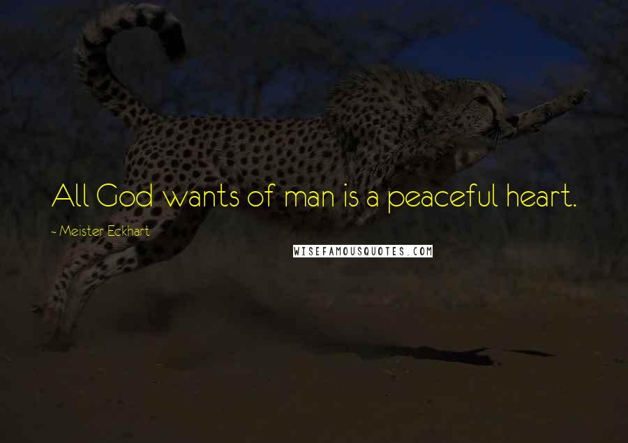 Meister Eckhart Quotes: All God wants of man is a peaceful heart.