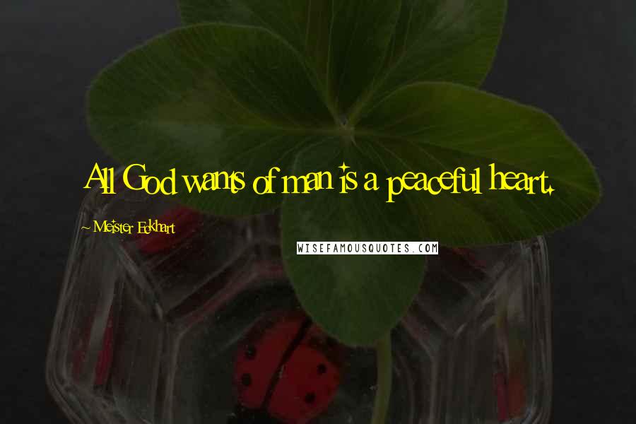 Meister Eckhart Quotes: All God wants of man is a peaceful heart.