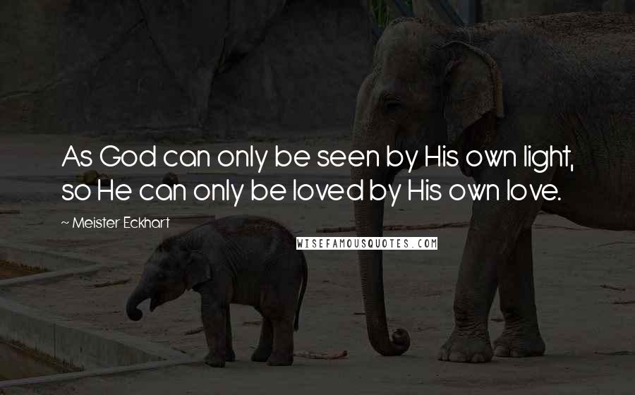 Meister Eckhart Quotes: As God can only be seen by His own light, so He can only be loved by His own love.