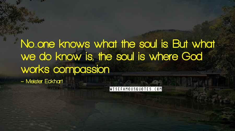 Meister Eckhart Quotes: No-one knows what the soul is. But what we do know is, the soul is where God works compassion