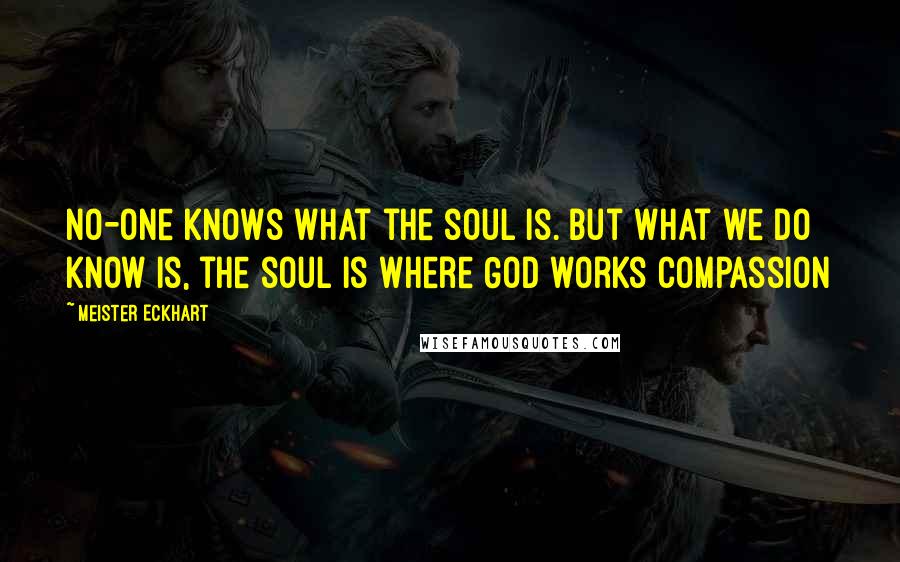 Meister Eckhart Quotes: No-one knows what the soul is. But what we do know is, the soul is where God works compassion