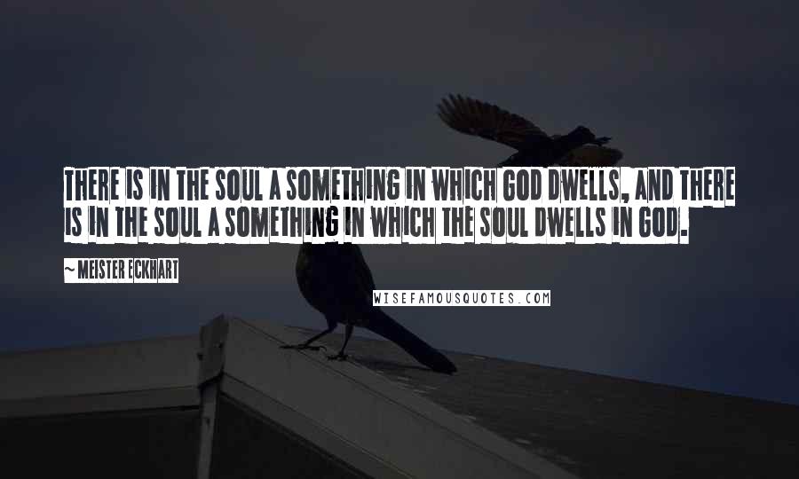 Meister Eckhart Quotes: There is in the soul a something in which God dwells, and there is in the soul a something in which the soul dwells in God.