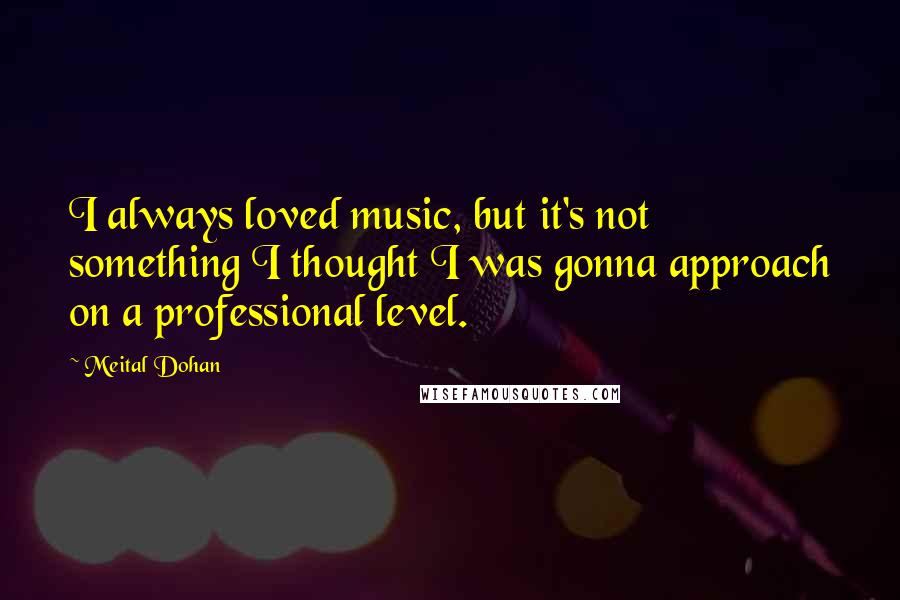 Meital Dohan Quotes: I always loved music, but it's not something I thought I was gonna approach on a professional level.