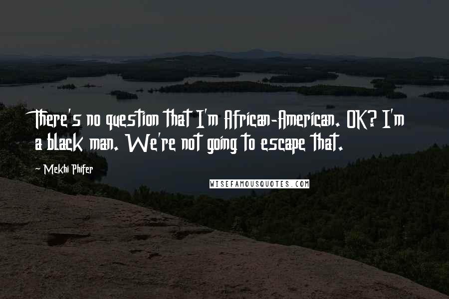 Mekhi Phifer Quotes: There's no question that I'm African-American. OK? I'm a black man. We're not going to escape that.