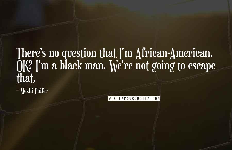 Mekhi Phifer Quotes: There's no question that I'm African-American. OK? I'm a black man. We're not going to escape that.