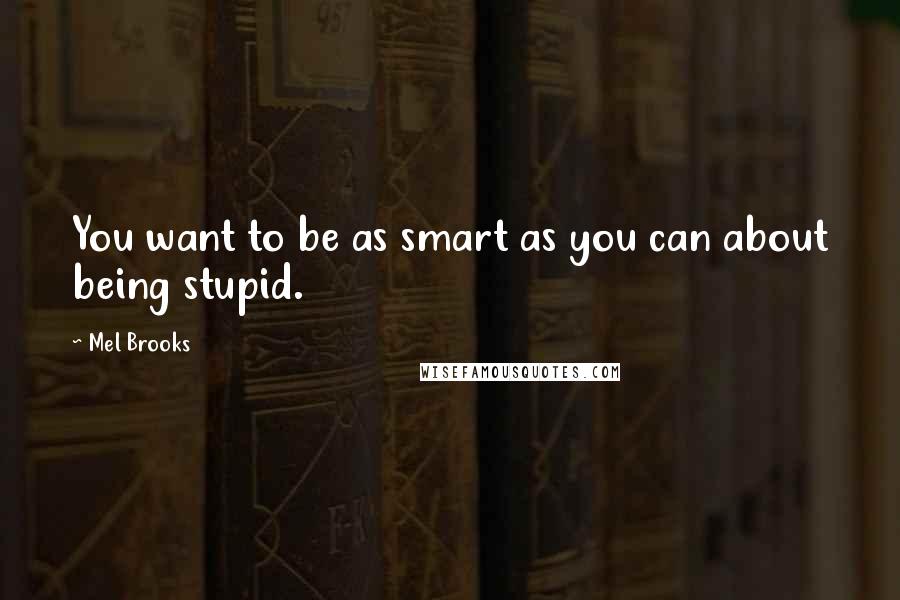 Mel Brooks Quotes: You want to be as smart as you can about being stupid.