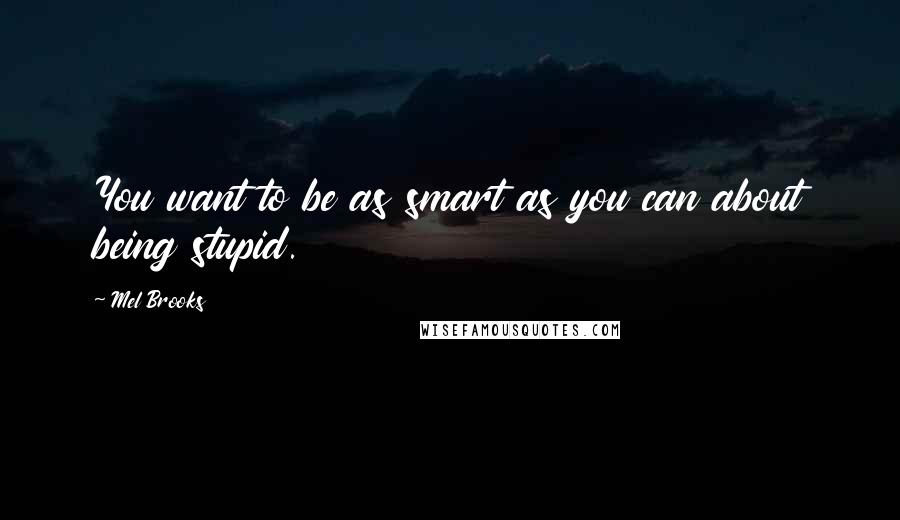 Mel Brooks Quotes: You want to be as smart as you can about being stupid.