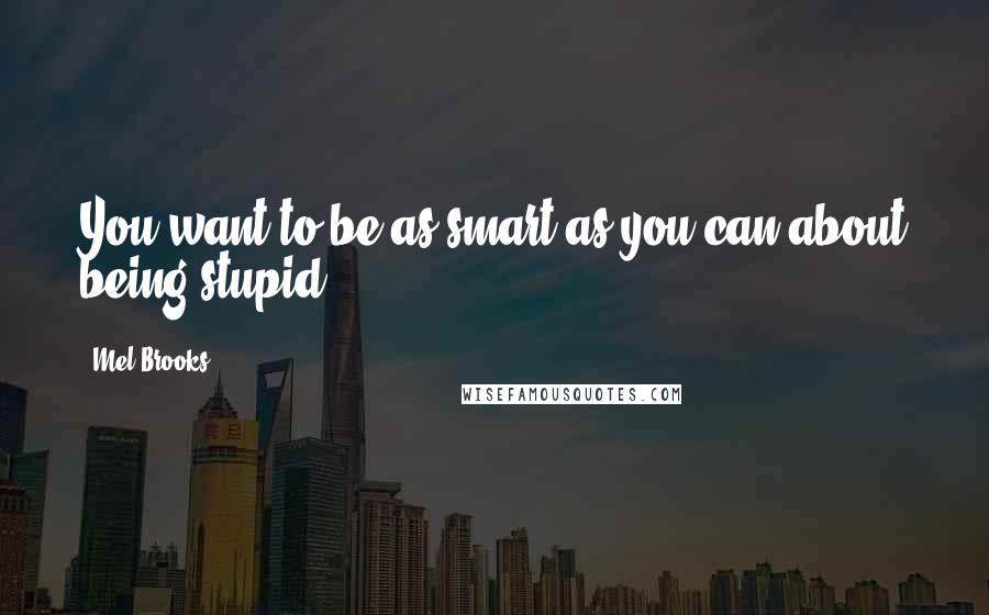 Mel Brooks Quotes: You want to be as smart as you can about being stupid.