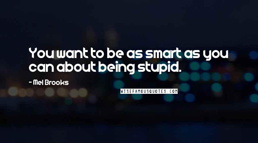 Mel Brooks Quotes: You want to be as smart as you can about being stupid.