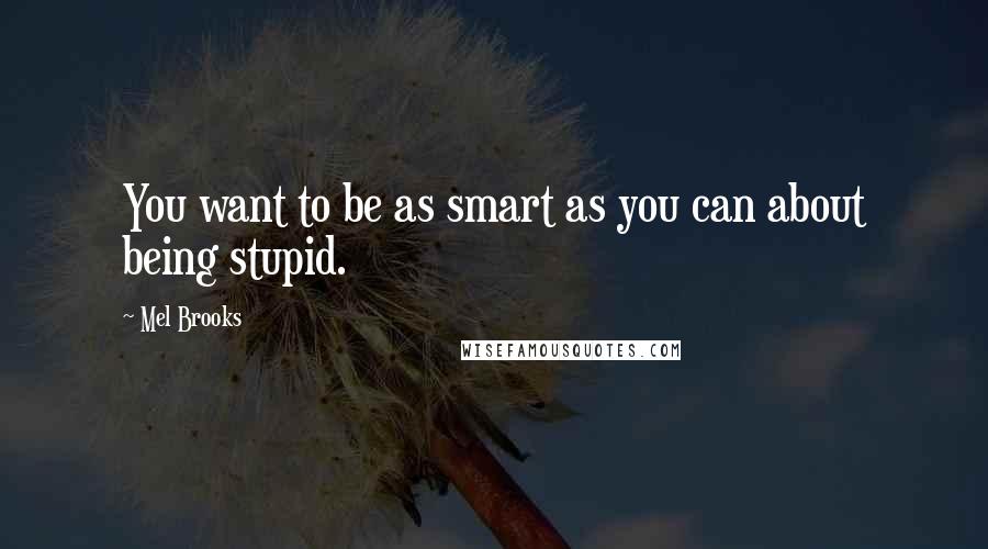 Mel Brooks Quotes: You want to be as smart as you can about being stupid.