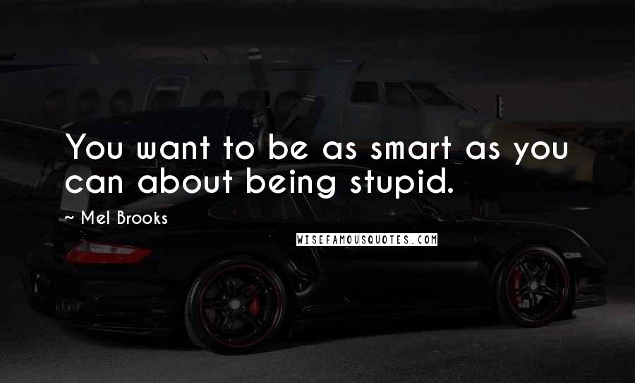 Mel Brooks Quotes: You want to be as smart as you can about being stupid.