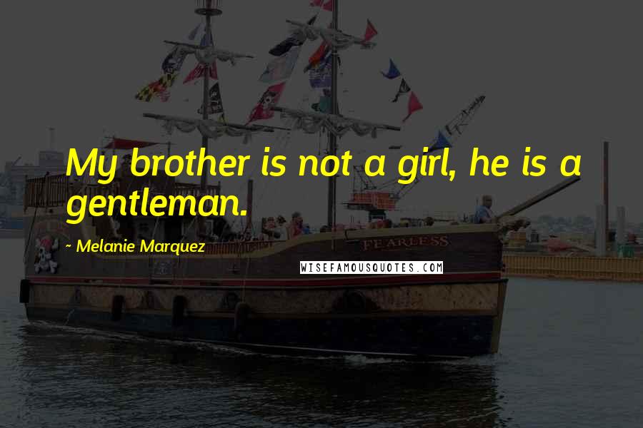 Melanie Marquez Quotes: My brother is not a girl, he is a gentleman.