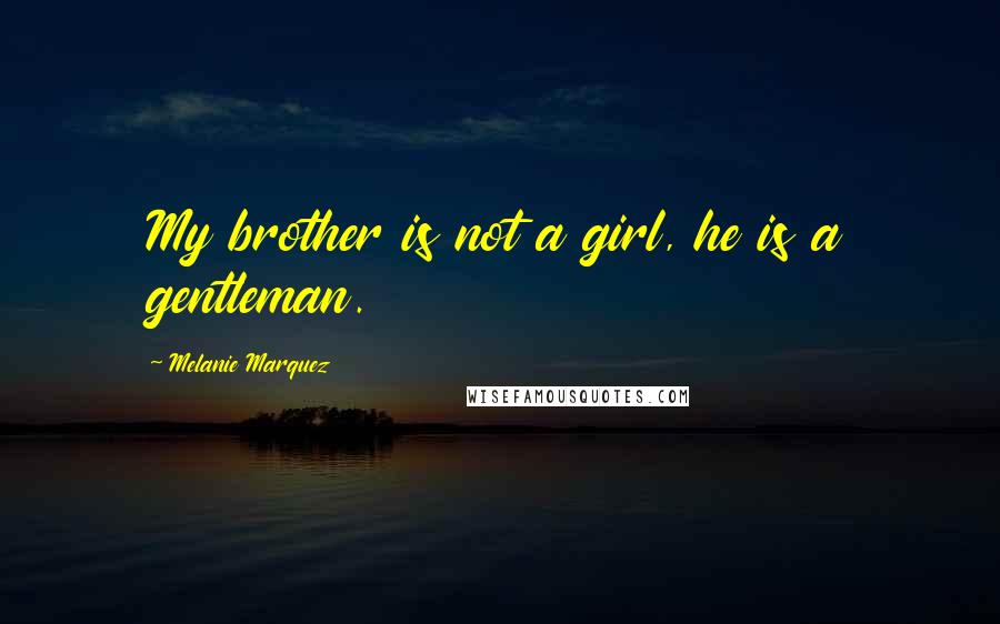 Melanie Marquez Quotes: My brother is not a girl, he is a gentleman.