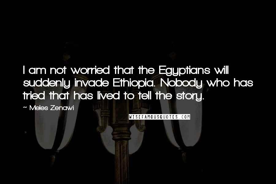 Meles Zenawi Quotes: I am not worried that the Egyptians will suddenly invade Ethiopia. Nobody who has tried that has lived to tell the story.